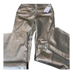 Silver Boot Cut Pants with Metallic Sheen
